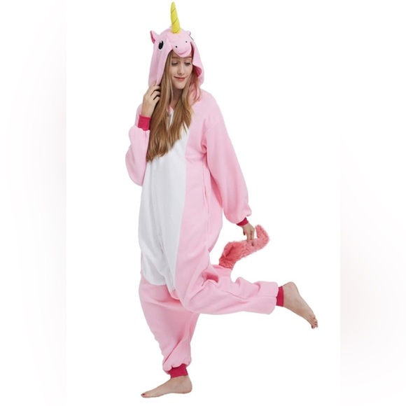 Pink Unicorn Hooded Onesie.  Size M.  Brand new. - Picture 1 of 12